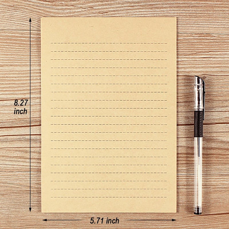 CenterZ 100 Sheets Vintage Kraft Stationary Paper 5.71 x 8.27 inch, A5 Size 120gsm Lined Stationery Writing Letter Papers Bulk Set for Personalized Letters, Creative Poems, Lyrics, Office Notes, etc - Image 4